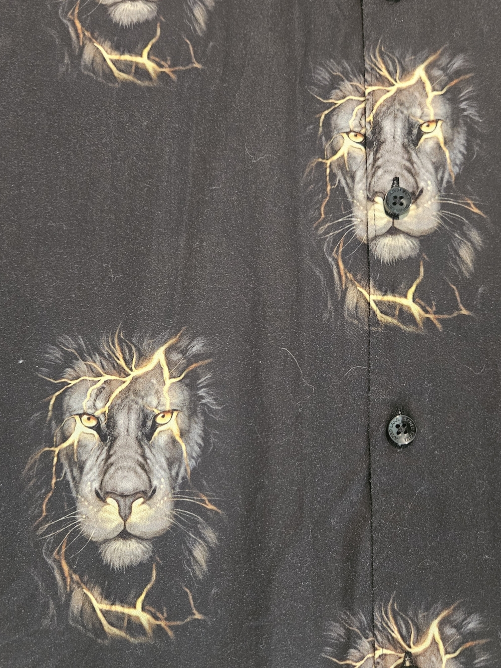 NEW Jared Lang Black Men's Long-Sleeve Lion Animal Print Button-Up Shirt Luxury - Picture 3 of 9